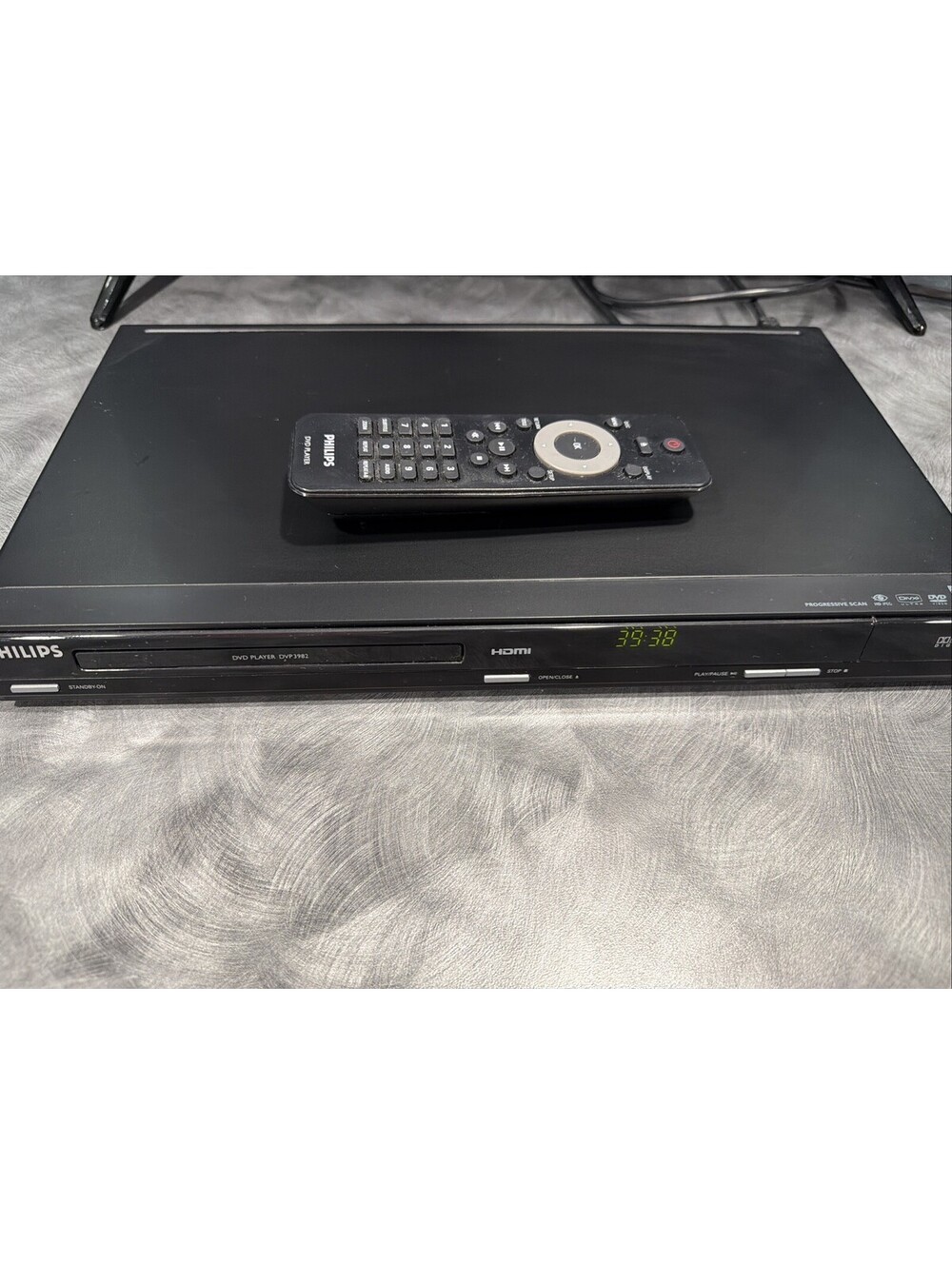Philips DVP3982/F7 DVD Player HDMI 1080p Upscaling Remote Tested Works Great
